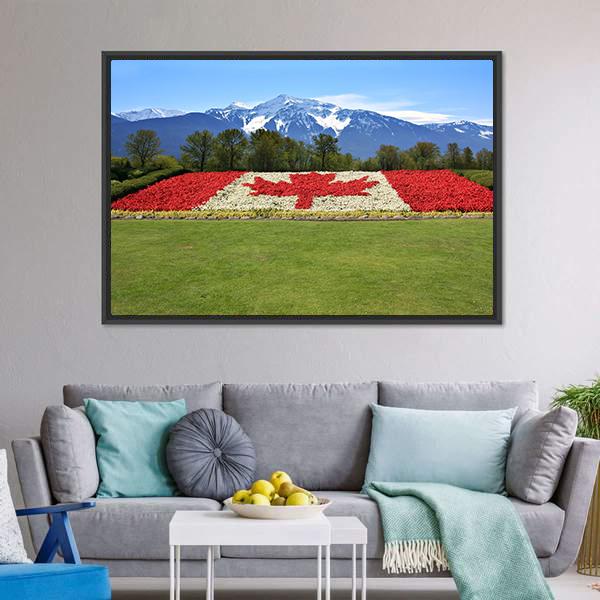 Floral Canadian Flag Canvas Wall Art-5 Horizontal-Gallery Wrap-22" x 12"-Tiaracle