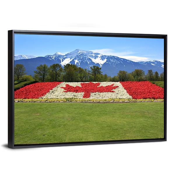 Floral Canadian Flag Canvas Wall Art-3 Horizontal-Gallery Wrap-25" x 16"-Tiaracle
