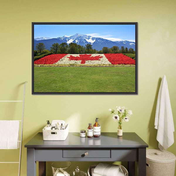 Floral Canadian Flag Canvas Wall Art-3 Horizontal-Gallery Wrap-25" x 16"-Tiaracle