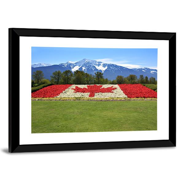 Floral Canadian Flag Canvas Wall Art-3 Horizontal-Gallery Wrap-25" x 16"-Tiaracle