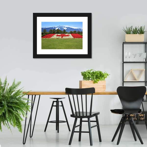 Floral Canadian Flag Canvas Wall Art-3 Horizontal-Gallery Wrap-25" x 16"-Tiaracle