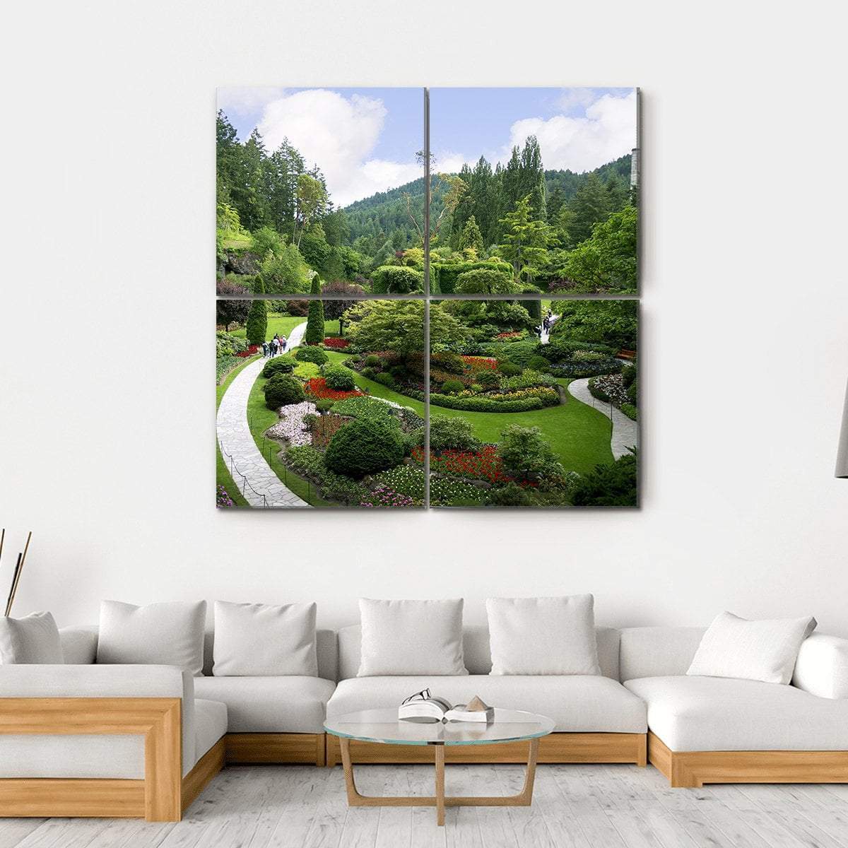 Beautiful Butchart Garden Canvas Wall Art-4 Square-Gallery Wrap-17" x 17"-Tiaracle