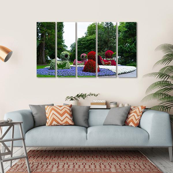 Floral Figures Of Ducks Canvas Wall Art-5 Horizontal-Gallery Wrap-22" x 12"-Tiaracle