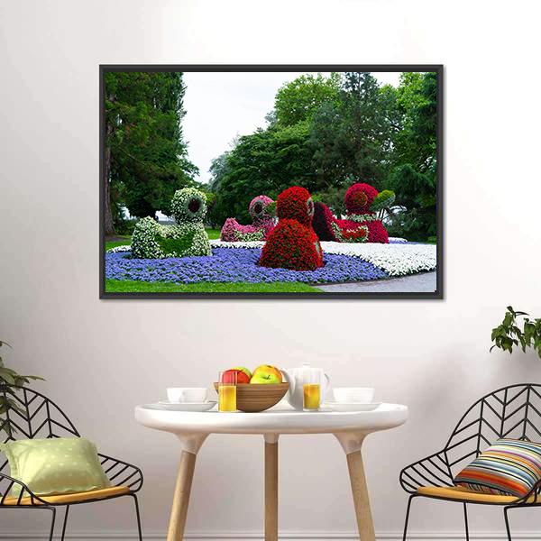 Floral Figures Of Ducks Canvas Wall Art-3 Horizontal-Gallery Wrap-25" x 16"-Tiaracle