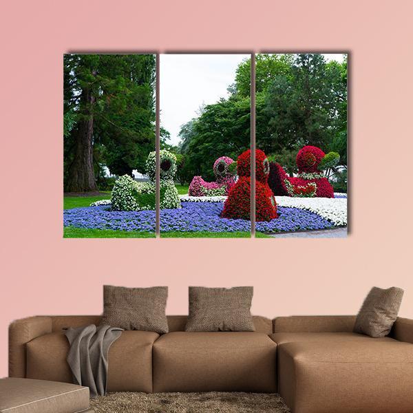 Floral Figures Of Ducks Canvas Wall Art-3 Horizontal-Gallery Wrap-37" x 24"-Tiaracle