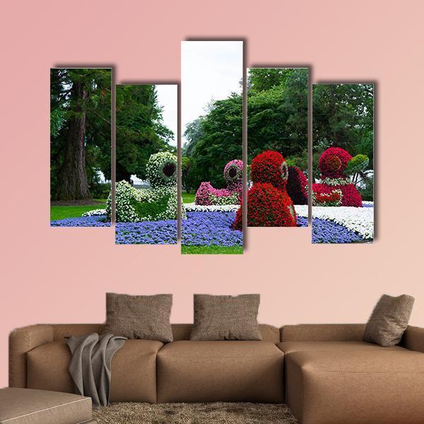 Floral Figures Of Ducks Canvas Wall Art-5 Pop-Gallery Wrap-47" x 32"-Tiaracle