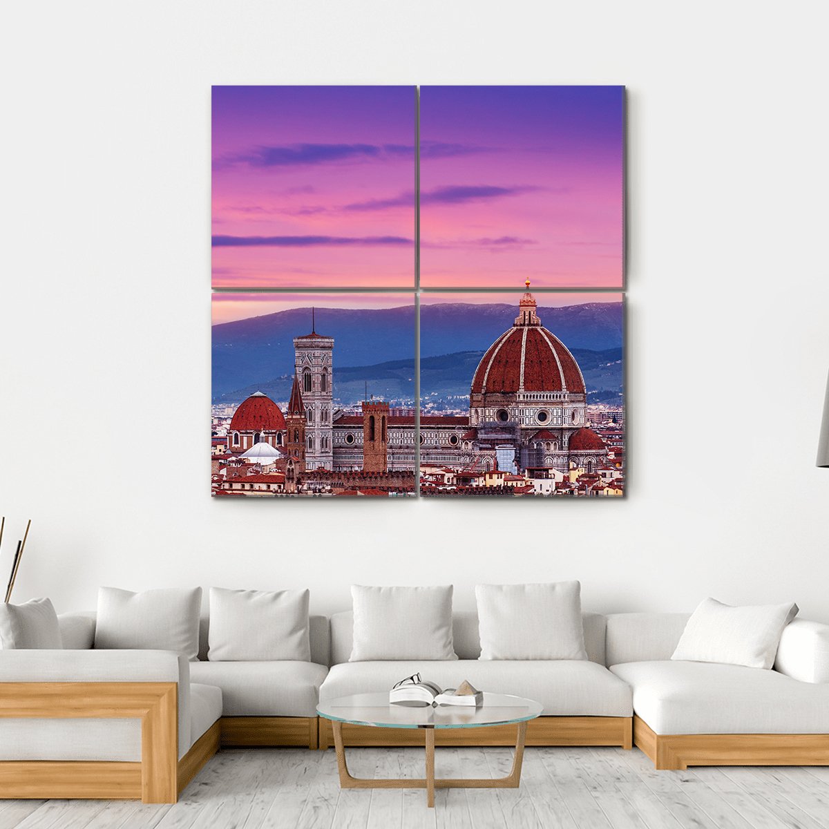 Florence City Skyline Canvas Wall Art-4 Square-Gallery Wrap-17" x 17"-Tiaracle