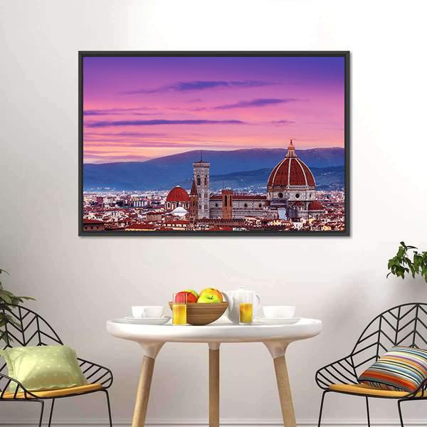 Florence City Skyline Canvas Wall Art-5 Horizontal-Gallery Wrap-22" x 12"-Tiaracle