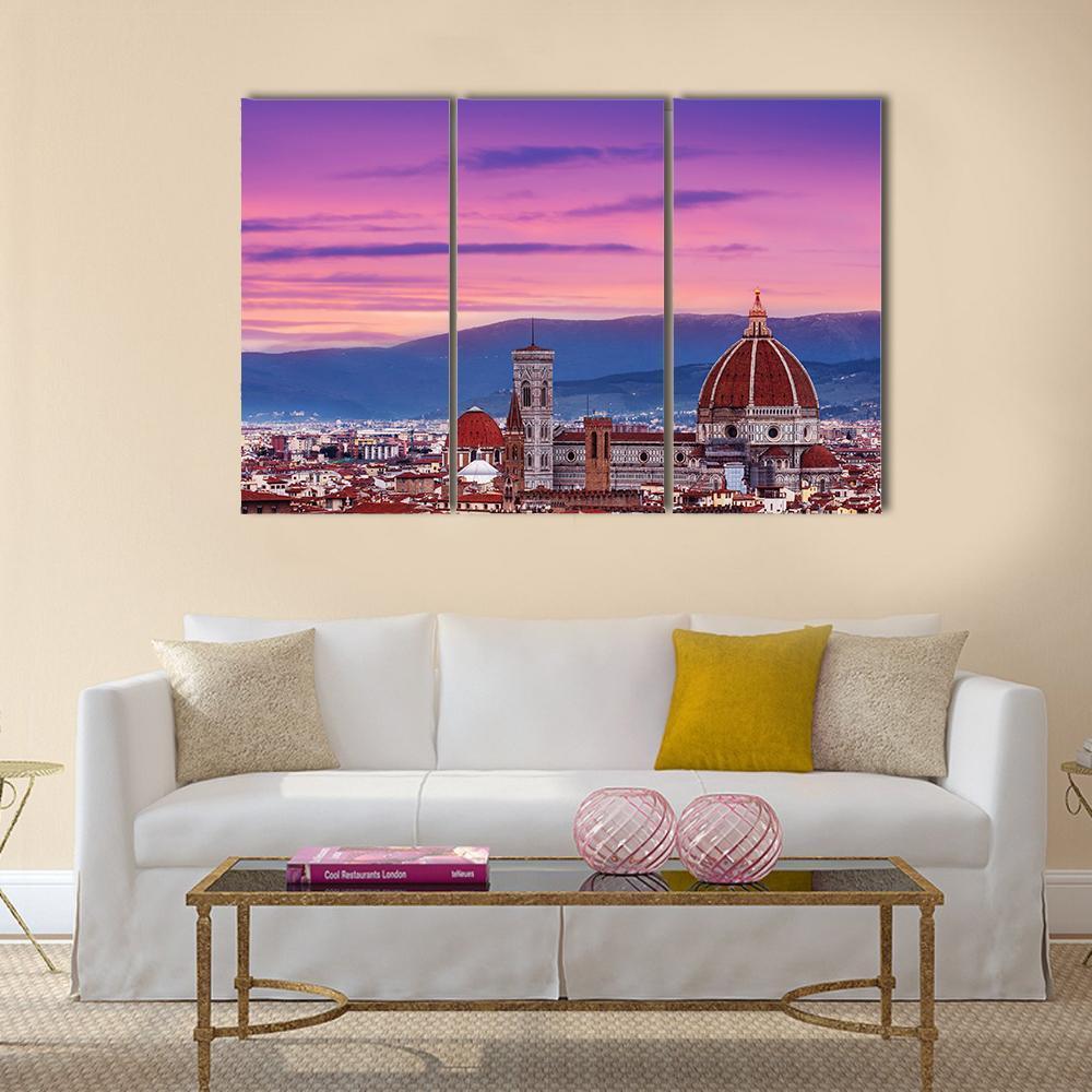 Florence City Skyline Canvas Wall Art-3 Horizontal-Gallery Wrap-37" x 24"-Tiaracle