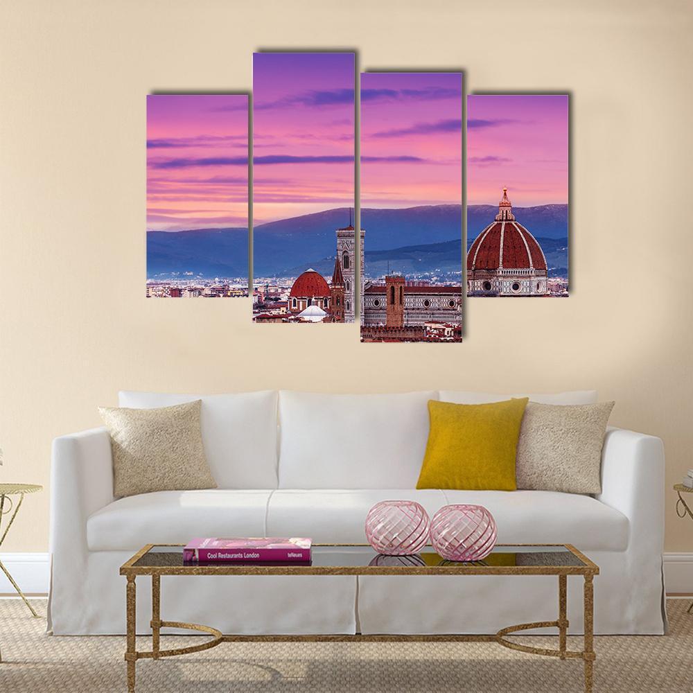 Florence City Skyline Canvas Wall Art-4 Pop-Gallery Wrap-50" x 32"-Tiaracle