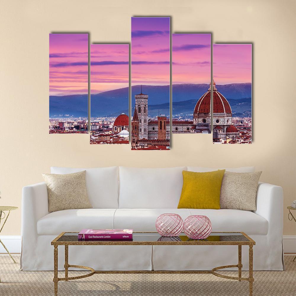 Florence City Skyline Canvas Wall Art-5 Pop-Gallery Wrap-47" x 32"-Tiaracle