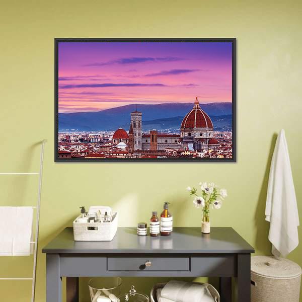 Florence City Skyline Canvas Wall Art-1 Piece-Floating Frame-24" x 16"-Tiaracle