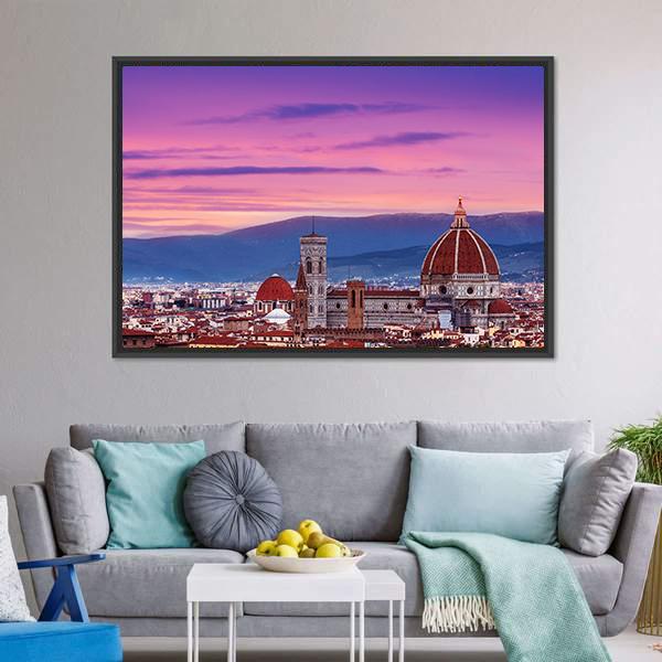 Florence City Skyline Canvas Wall Art-3 Horizontal-Gallery Wrap-25" x 16"-Tiaracle