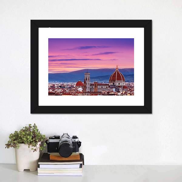 Florence City Skyline Canvas Wall Art-1 Piece-Framed Print-20" x 16"-Tiaracle