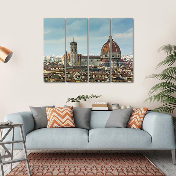 Florence Duomo And Tower Bell Canvas Wall Art-4 Horizontal-Gallery Wrap-34&quot; x 24&quot;-Tiaracle