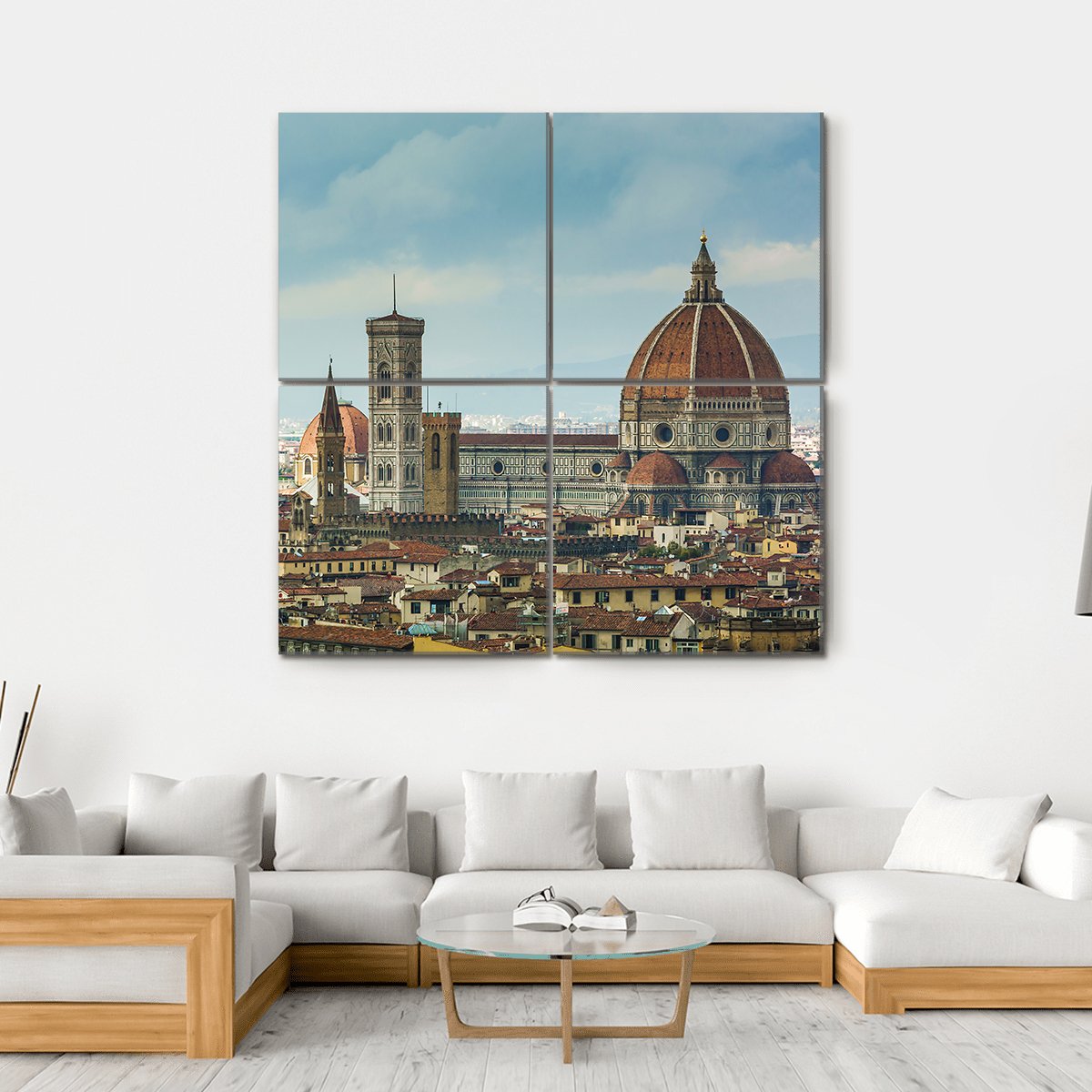 Florence Duomo And Tower Bell Canvas Wall Art-4 Square-Gallery Wrap-17" x 17"-Tiaracle