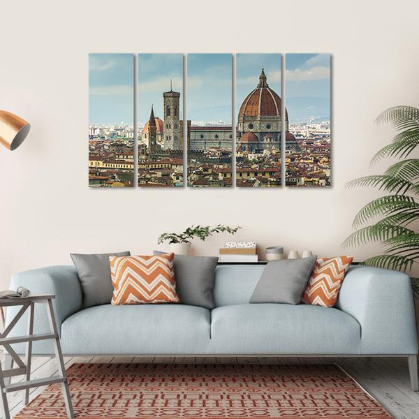 Florence Duomo And Tower Bell Canvas Wall Art-5 Horizontal-Gallery Wrap-22&quot; x 12&quot;-Tiaracle