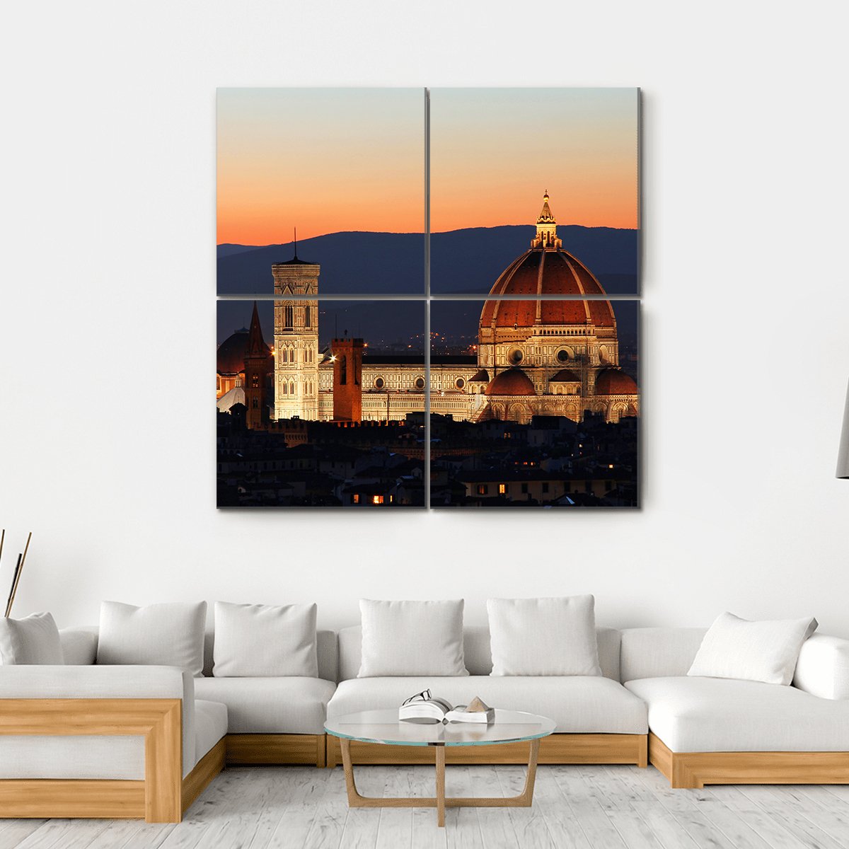 Florence Duomo Cathedral Canvas Wall Art-4 Square-Gallery Wrap-17" x 17"-Tiaracle