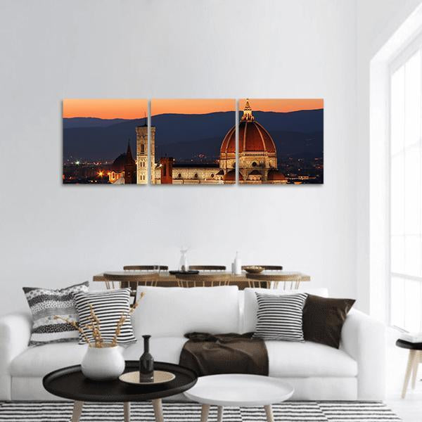 Florence Duomo Cathedral Panoramic Canvas Wall Art-3 Piece-25" x 08"-Tiaracle