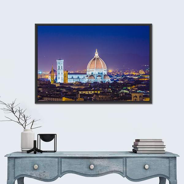Florence During Evening Hours Canvas Wall Art-1 Piece-Floating Frame-24" x 16"-Tiaracle