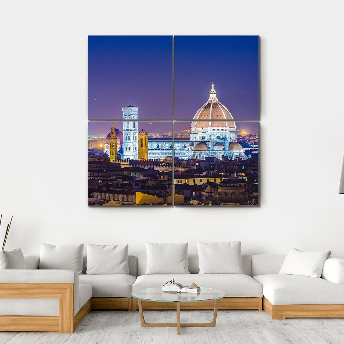 Florence During Evening Hours Canvas Wall Art-4 Square-Gallery Wrap-17" x 17"-Tiaracle