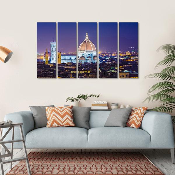 Florence During Evening Hours Canvas Wall Art-5 Horizontal-Gallery Wrap-22" x 12"-Tiaracle