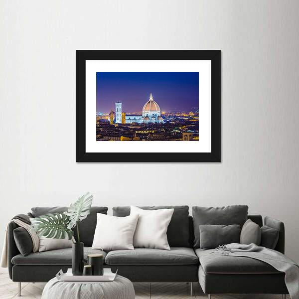 Florence During Evening Hours Canvas Wall Art-3 Horizontal-Gallery Wrap-25" x 16"-Tiaracle