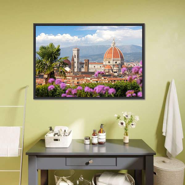 Florence In Spring Canvas Wall Art-1 Piece-Floating Frame-36" x 24"-Tiaracle