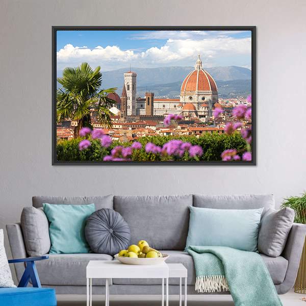 Florence In Spring Canvas Wall Art-5 Horizontal-Gallery Wrap-22" x 12"-Tiaracle