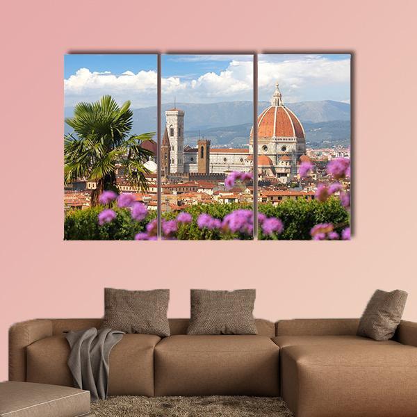 Florence In Spring Canvas Wall Art-3 Horizontal-Gallery Wrap-37" x 24"-Tiaracle