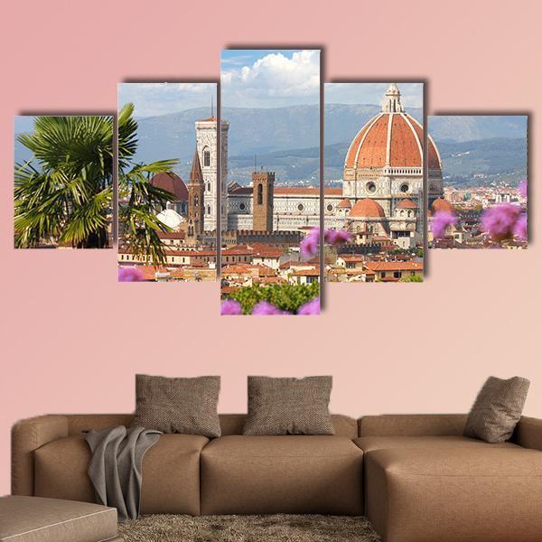 Florence In Spring Canvas Wall Art-5 Star-Gallery Wrap-62" x 32"-Tiaracle