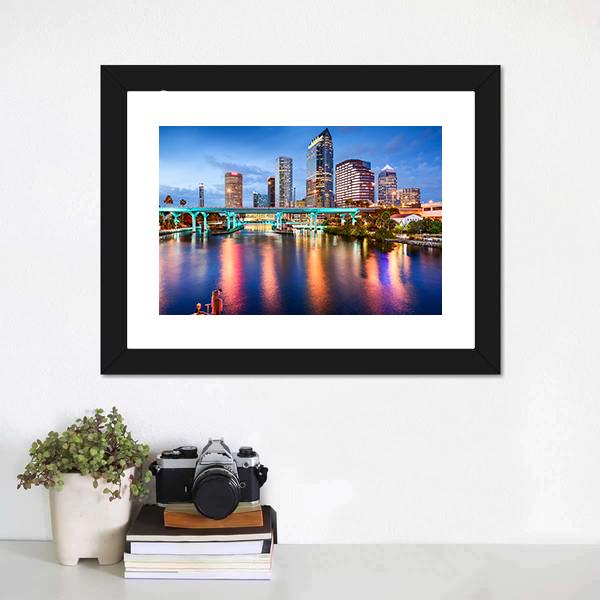 Florida Downtown City Canvas Wall Art-1 Piece-Framed Print-20" x 16"-Tiaracle
