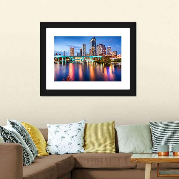Florida Downtown City Canvas Wall Art-5 Horizontal-Gallery Wrap-22" x 12"-Tiaracle