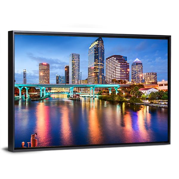 Florida Downtown City Canvas Wall Art-5 Horizontal-Gallery Wrap-22" x 12"-Tiaracle