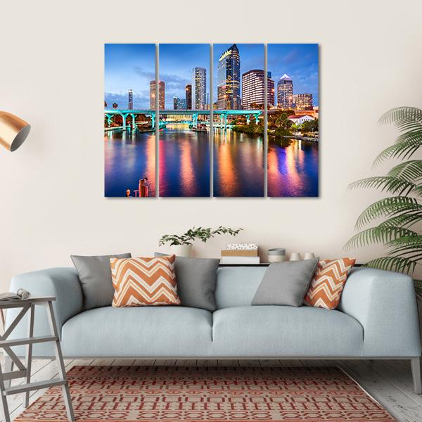 Florida Downtown City Canvas Wall Art-4 Horizontal-Gallery Wrap-34" x 24"-Tiaracle