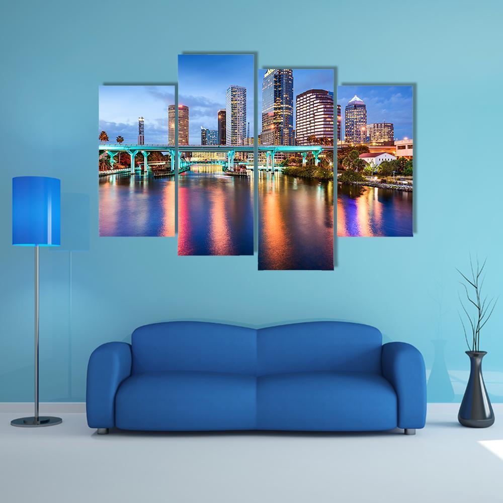 Florida Downtown City Canvas Wall Art-4 Pop-Gallery Wrap-50" x 32"-Tiaracle
