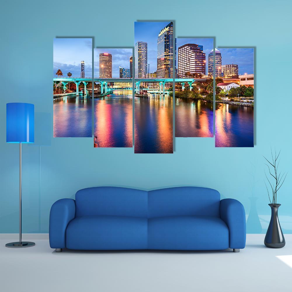 Florida Downtown City Canvas Wall Art-5 Pop-Gallery Wrap-47" x 32"-Tiaracle