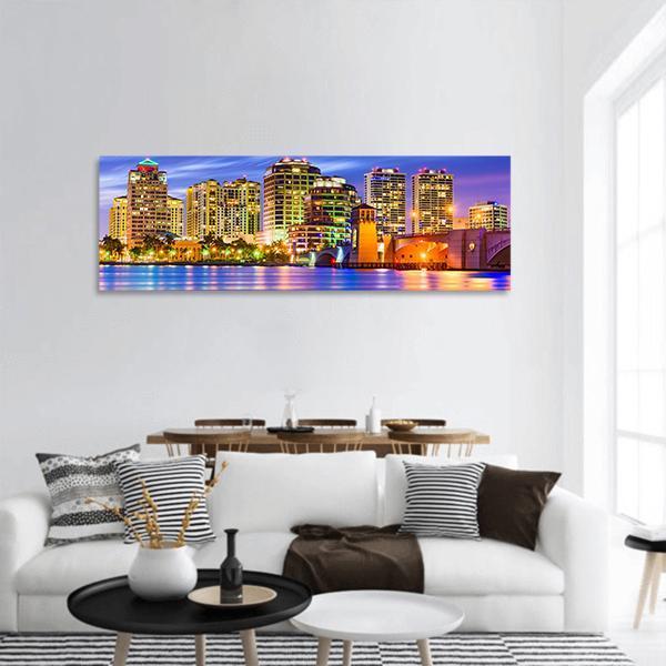 Florida Skyline Panoramic Canvas Wall Art-1 Piece-36" x 12"-Tiaracle