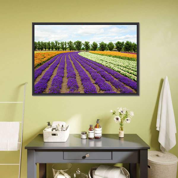 Flower Field Hokkaido Canvas Wall Art-1 Piece-Floating Frame-24" x 16"-Tiaracle