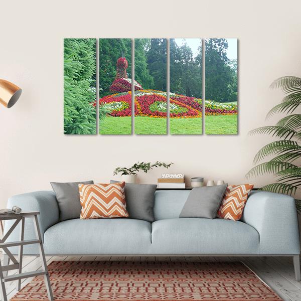 Flower Peacock Sculpture Canvas Wall Art-5 Horizontal-Gallery Wrap-22" x 12"-Tiaracle