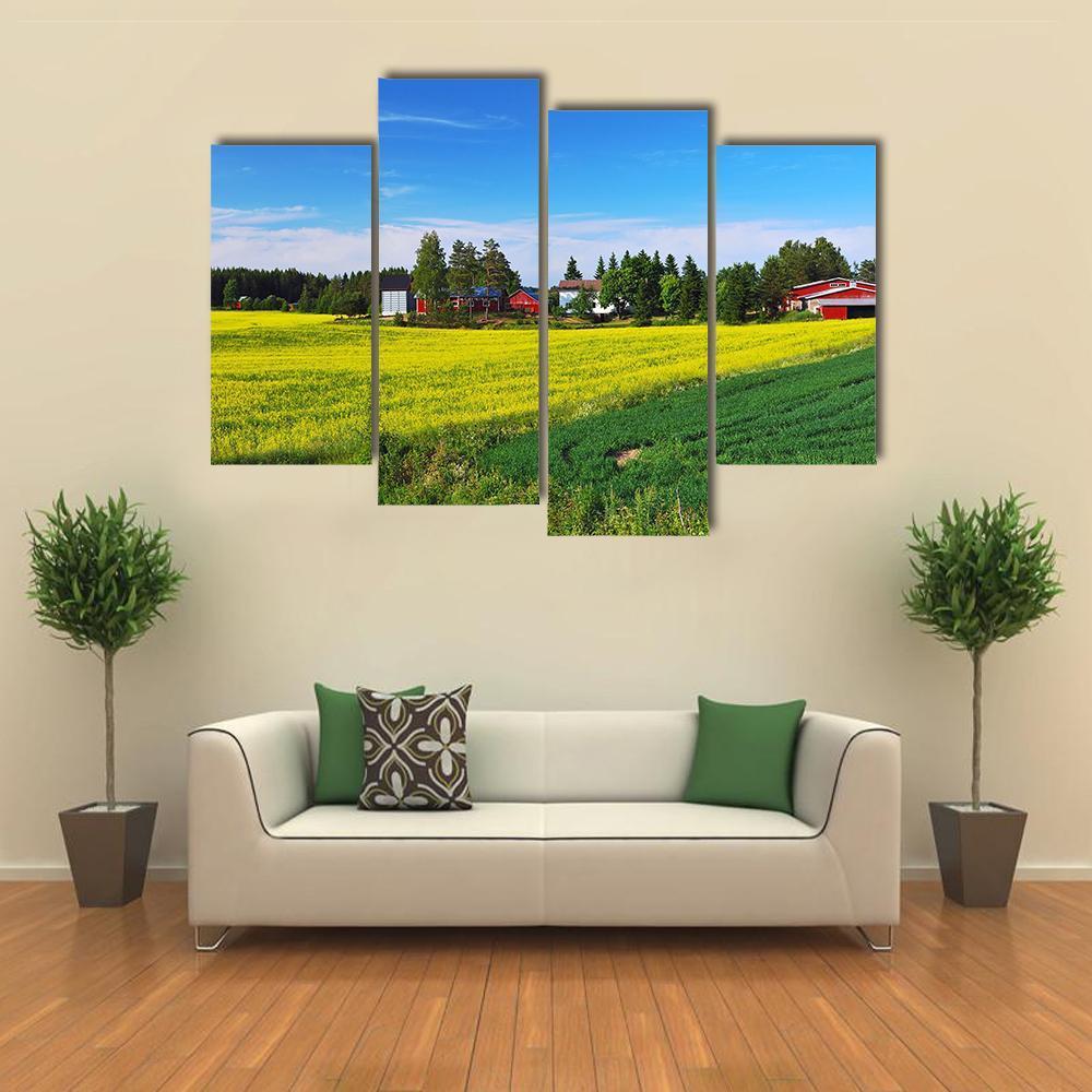 Flowers Field Finland Canvas Wall Art-5 Star-Gallery Wrap-62" x 32"-Tiaracle