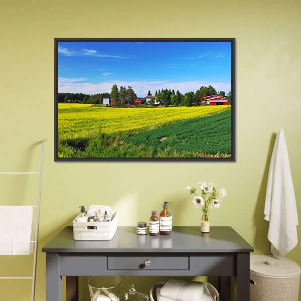 Flowers Field Finland Canvas Wall Art-1 Piece-Floating Frame-24" x 16"-Tiaracle
