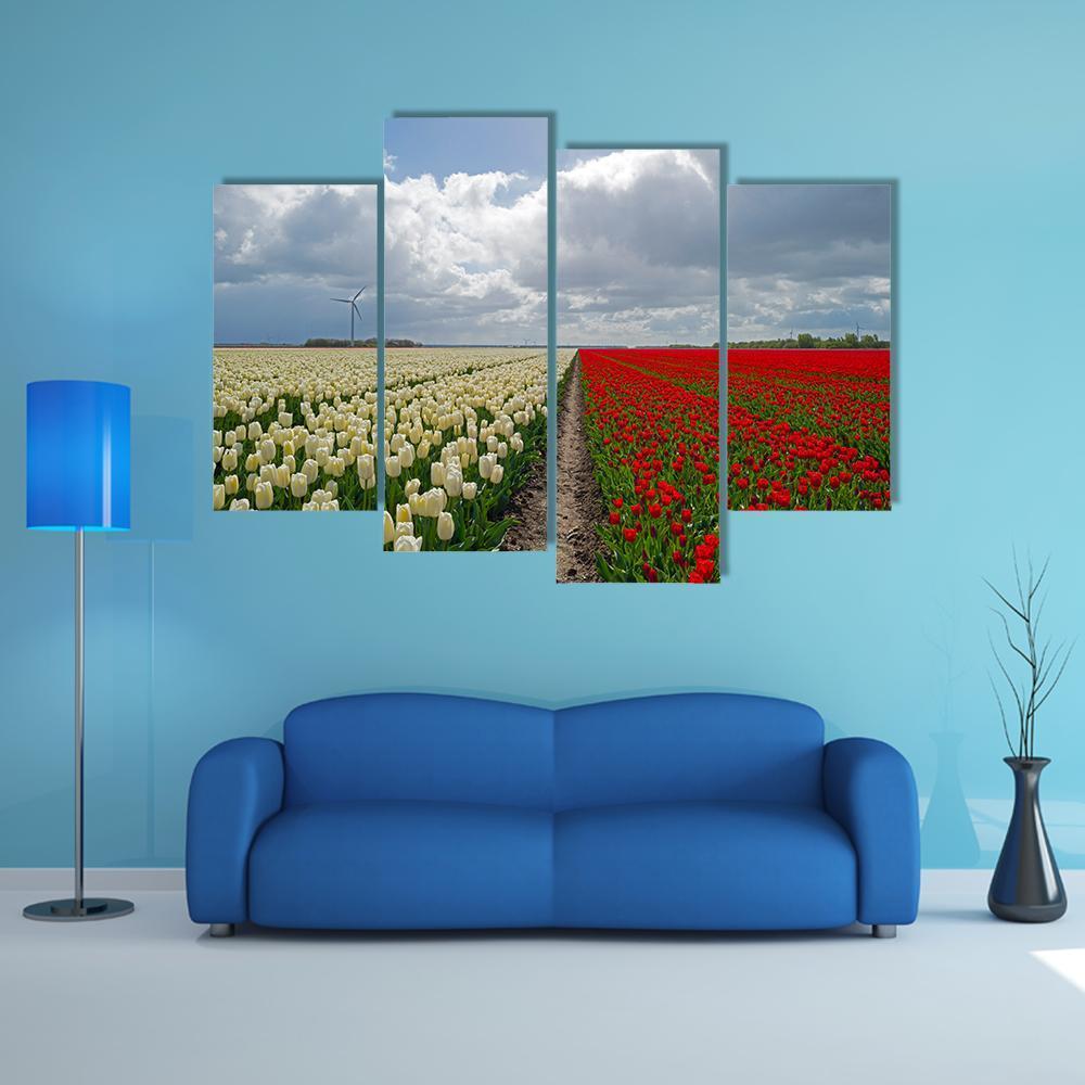 Flowers In Spring Canvas Wall Art-4 Pop-Gallery Wrap-50&quot; x 32&quot;-Tiaracle
