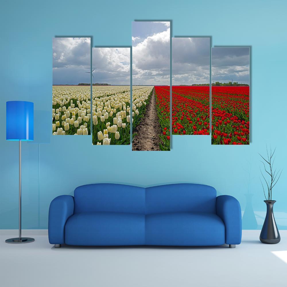 Flowers In Spring Canvas Wall Art-5 Pop-Gallery Wrap-47&quot; x 32&quot;-Tiaracle