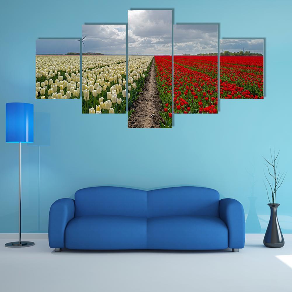 Flowers In Spring Canvas Wall Art-5 Star-Gallery Wrap-62" x 32"-Tiaracle