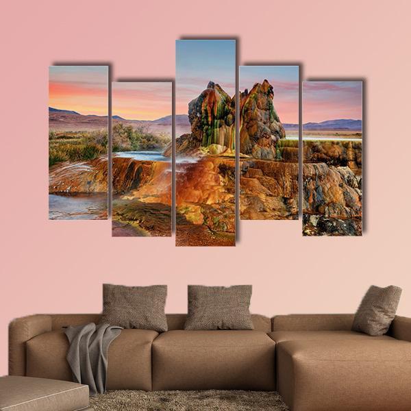 Fly Geyser Nevada Canvas Wall Art-5 Pop-Gallery Wrap-47" x 32"-Tiaracle