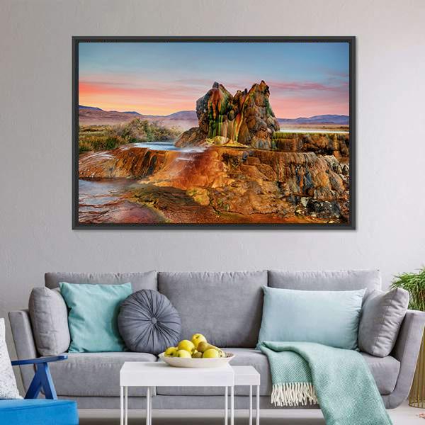 Fly Geyser Nevada Canvas Wall Art-3 Horizontal-Gallery Wrap-25" x 16"-Tiaracle