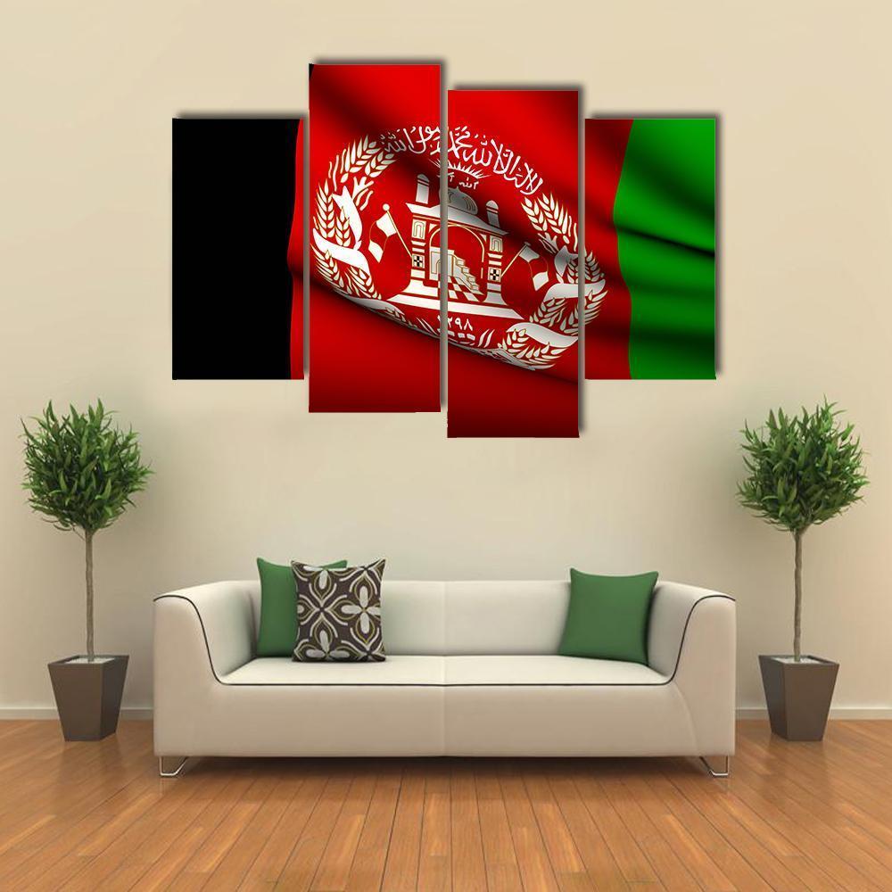 Flying Afghanistan Flag Canvas Wall Art-4 Pop-Gallery Wrap-50" x 32"-Tiaracle