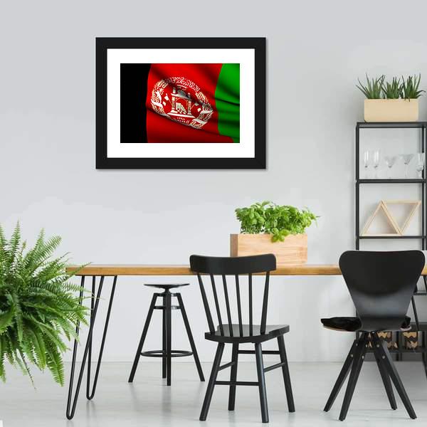Flying Afghanistan Flag Canvas Wall Art-3 Horizontal-Gallery Wrap-25" x 16"-Tiaracle