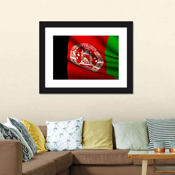 Flying Afghanistan Flag Canvas Wall Art-3 Horizontal-Gallery Wrap-25" x 16"-Tiaracle
